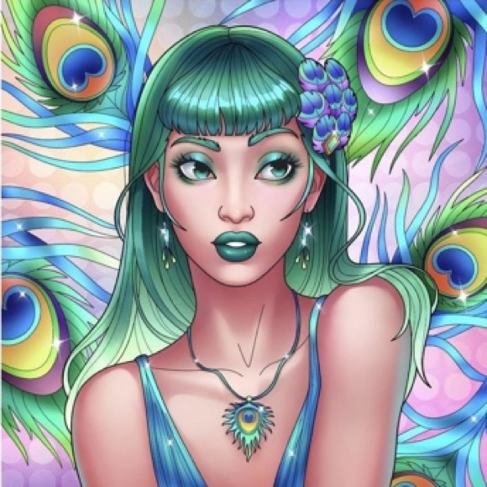 Peacock Girl DIY 5D Full Round Drill Diamond Painting